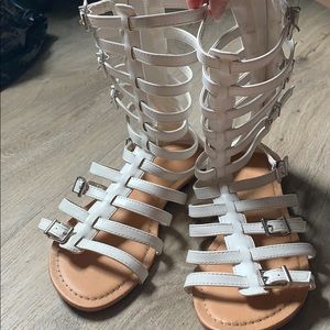 White buckled Gladiator sandals